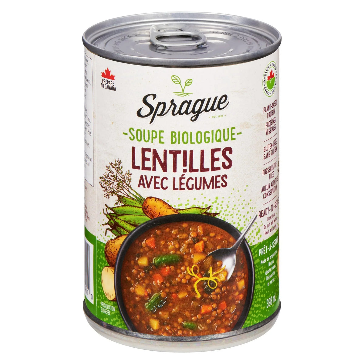 Sprague Organic Lentil Soup with Vegetables, 398 mL