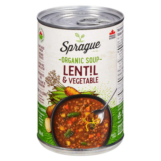 Sprague Organic Lentil Soup with Vegetables, 398 mL