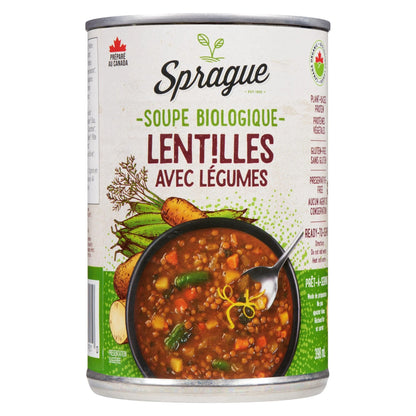 Sprague Organic Lentil Soup with Vegetables, 398 mL