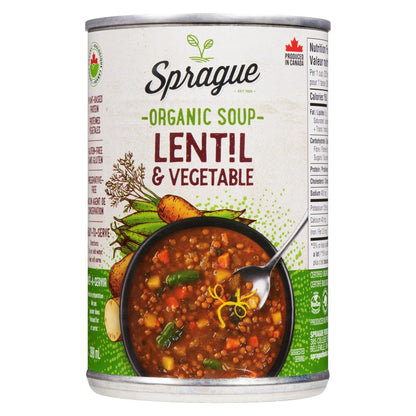 Sprague Organic Lentil Soup with Vegetables, 398 mL