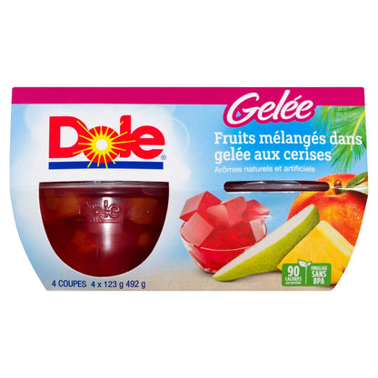 Dole Mixed Fruit in Cherry Gel Fruit Bowls, 4 × 123 g