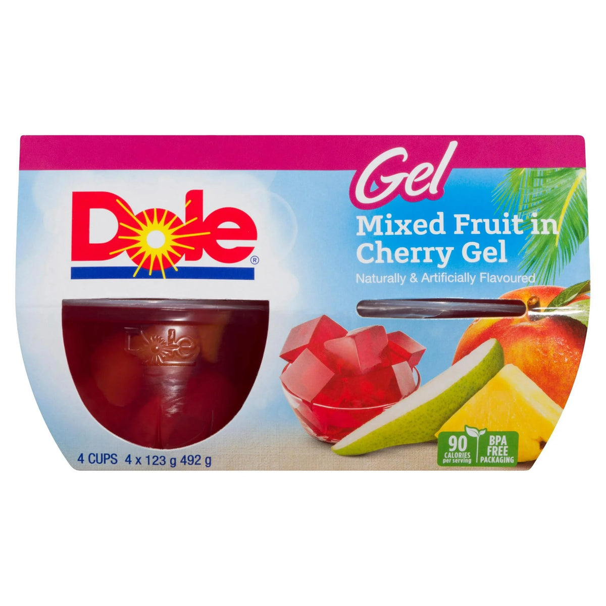 Dole Mixed Fruit in Cherry Gel Fruit Bowls, 4 × 123 g