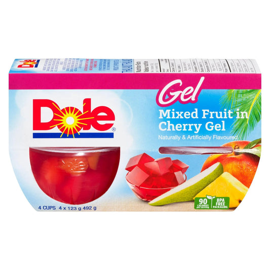 Dole Mixed Fruit in Cherry Gel Fruit Bowls, 4 × 123 g