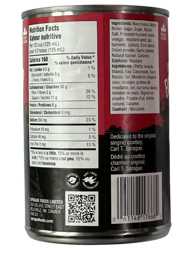 Sprague Cowboy Baked Beans with Bacon and Brown Sugar, 398 mL