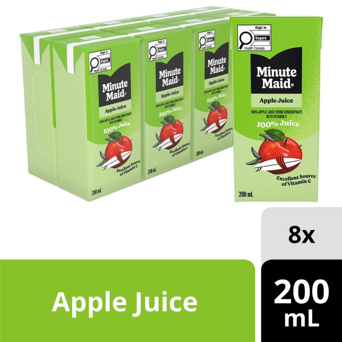 Minute Maid Apple Juice Cartons, 8 × 200 mL