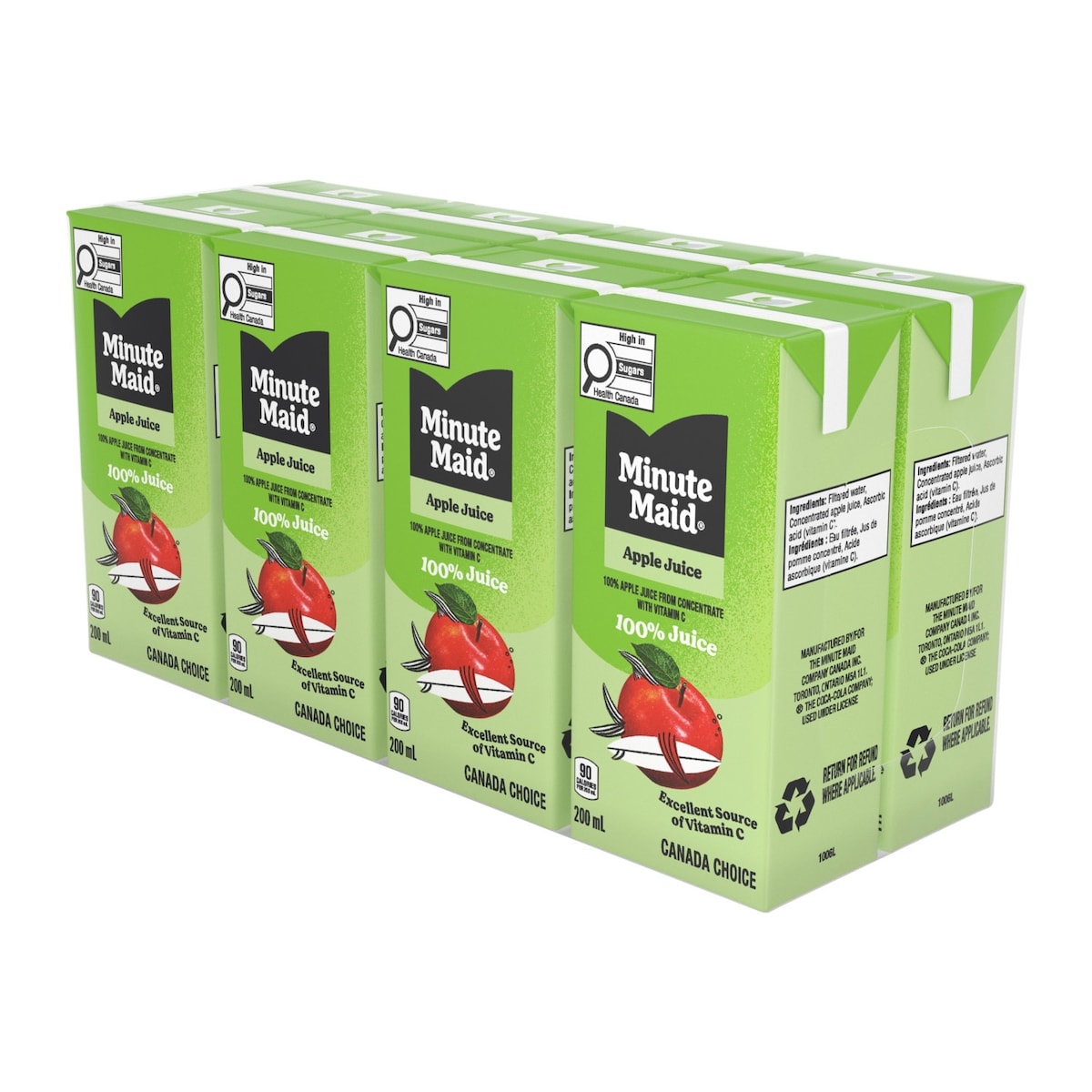 Minute Maid Apple Juice Cartons, 8 × 200 mL