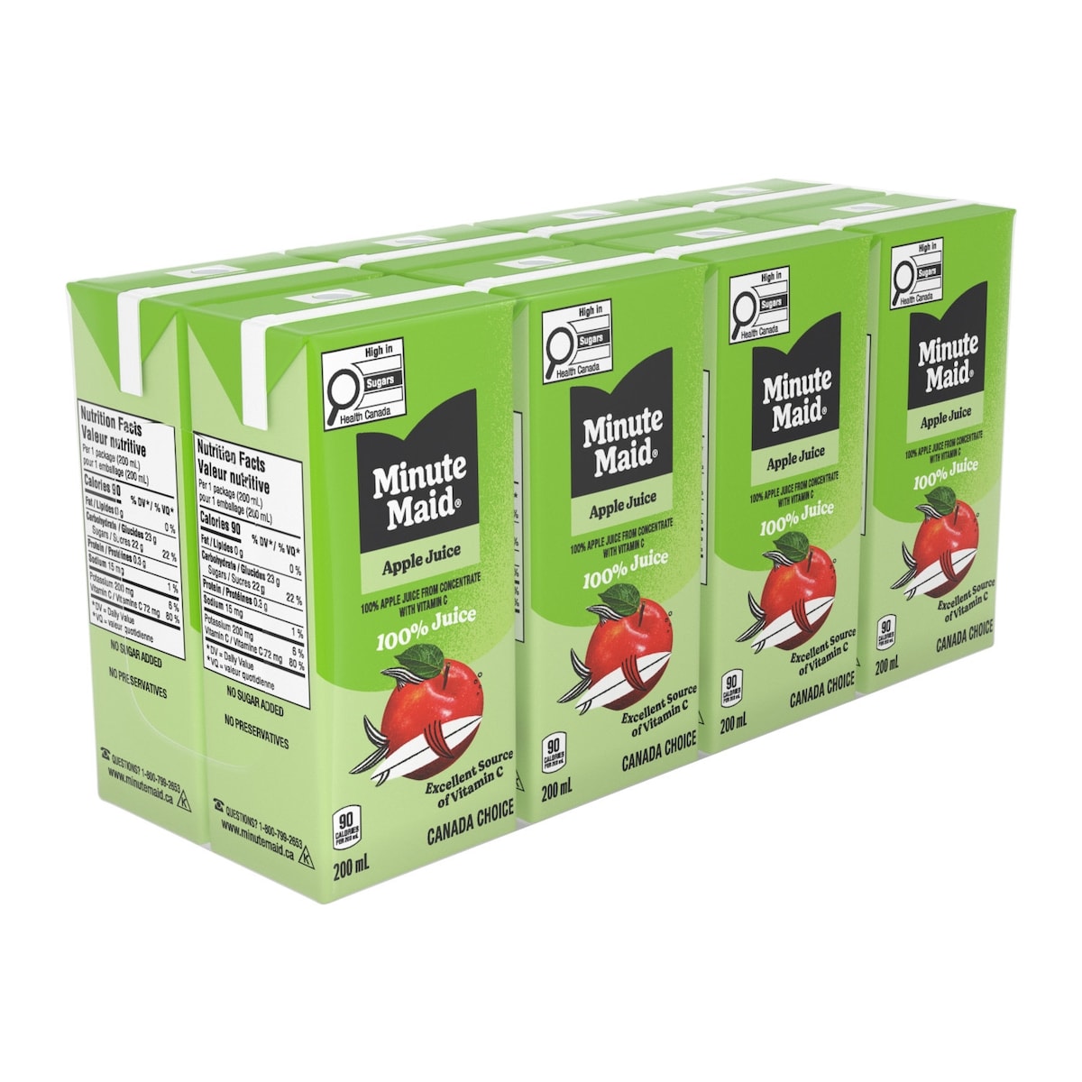 Minute Maid Apple Juice Cartons, 8 × 200 mL