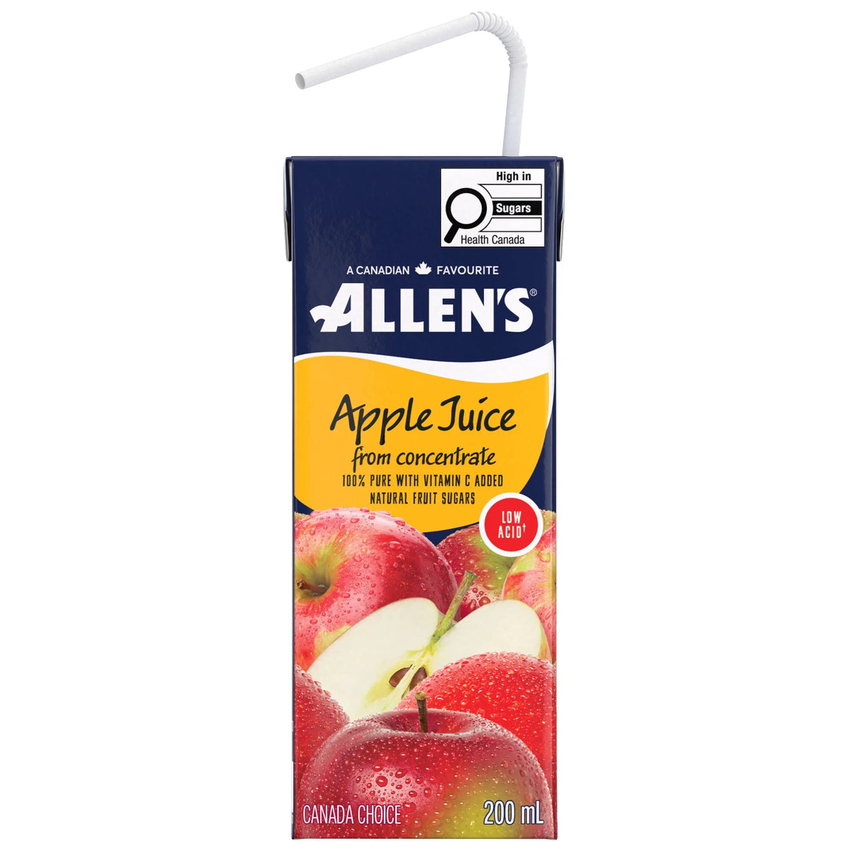 Allen's Pure Apple Juice Low Acid Juice Boxes, 8 × 200 mL