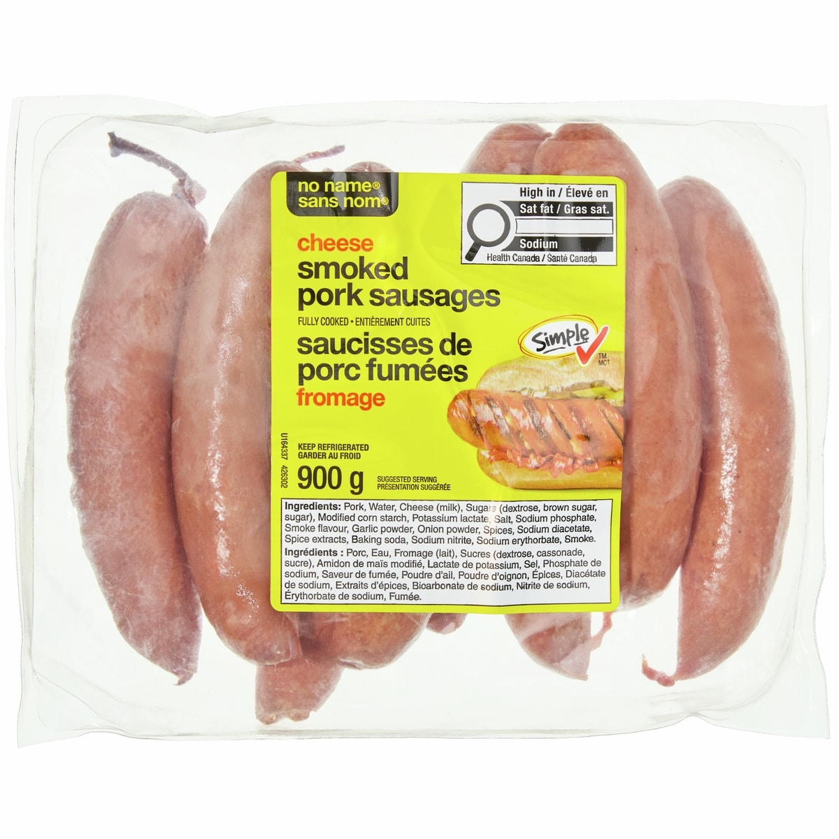 No Name Cheese Smoked Pork Sausages, 900 g