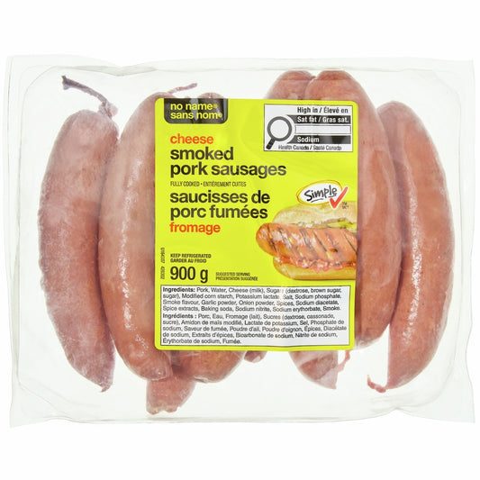 No Name Cheese Smoked Pork Sausages, 900 g