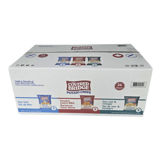 Covered Bridge Potato Chips Variety Pack, 24 × 60 g