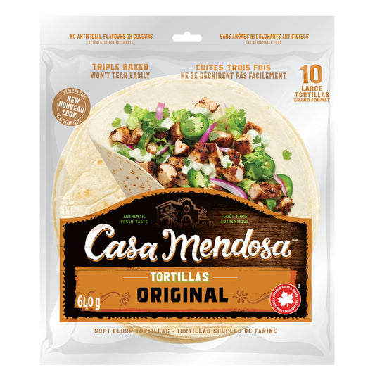 Casa Mendosa Original Soft Flour Tortillas, 10 Inch, 10 Count, 640 g