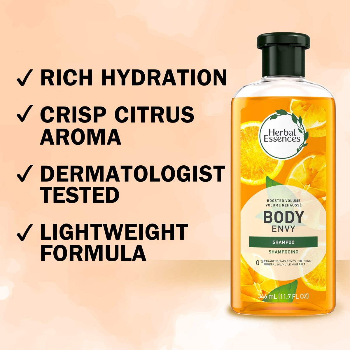 Herbal Essences Body Envy Shampoo & Body Wash, Volume Shampoo, 346 mL