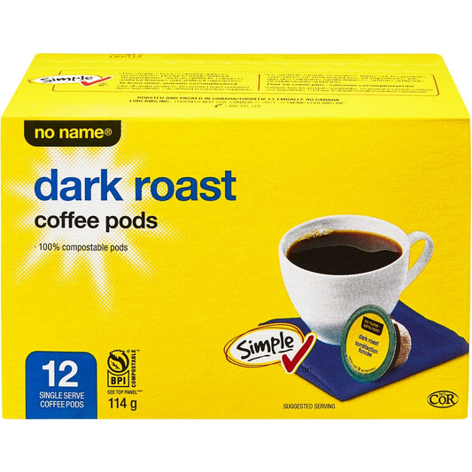 No Name Dark Roast Coffee Pods, 12 count, 114 g