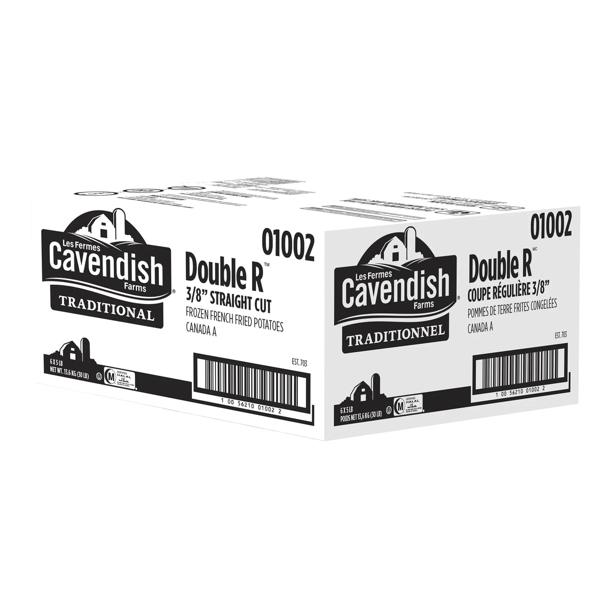 Cavendish Farms Double R 3/8-in Straight Cut Fries, 6 × 2.27 kg