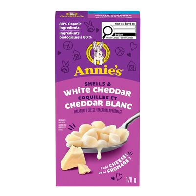 Annie's Shell Pasta and White Cheddar Macaroni and Cheese, 170 g