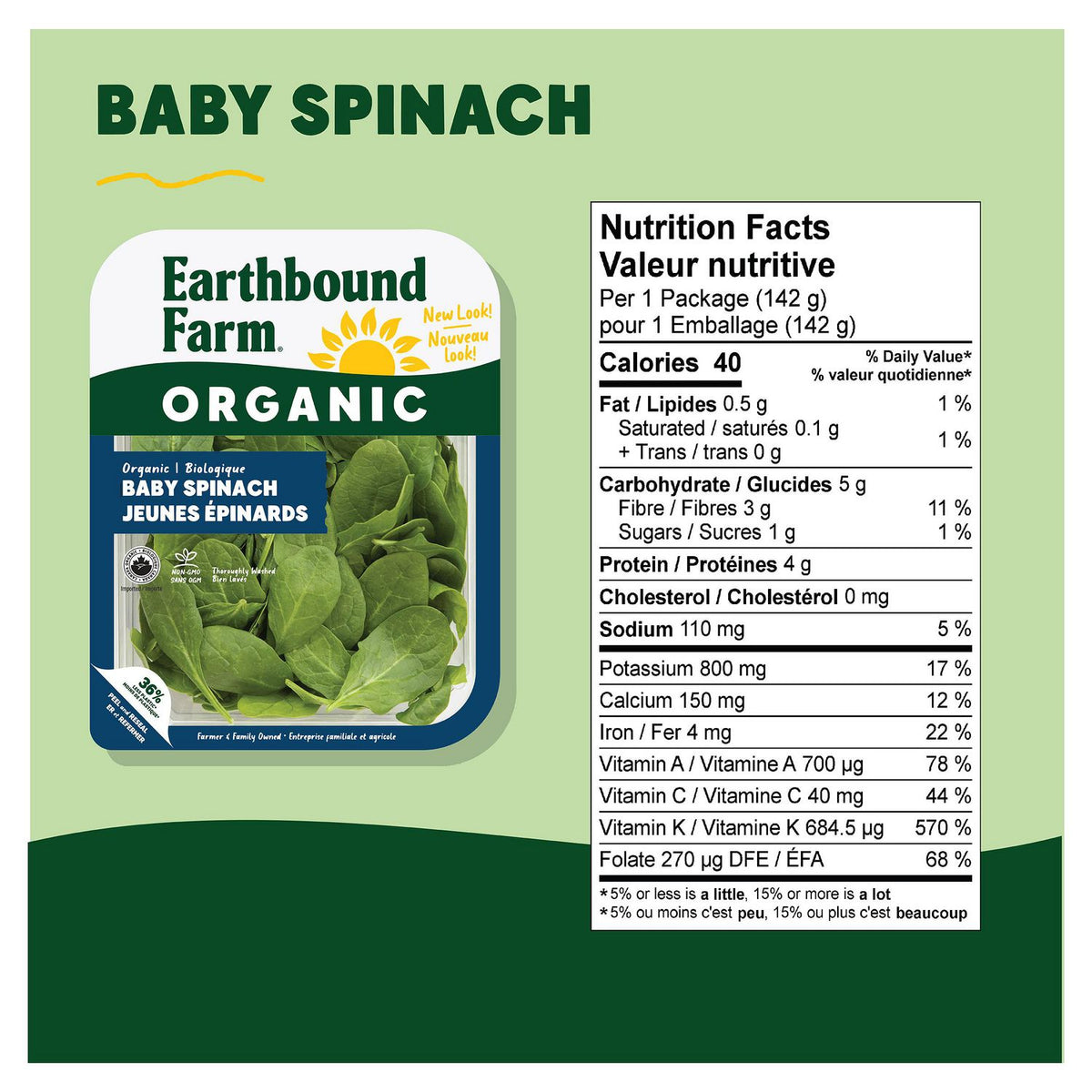Earthbound Farm Organic Baby Spinach, 142 g