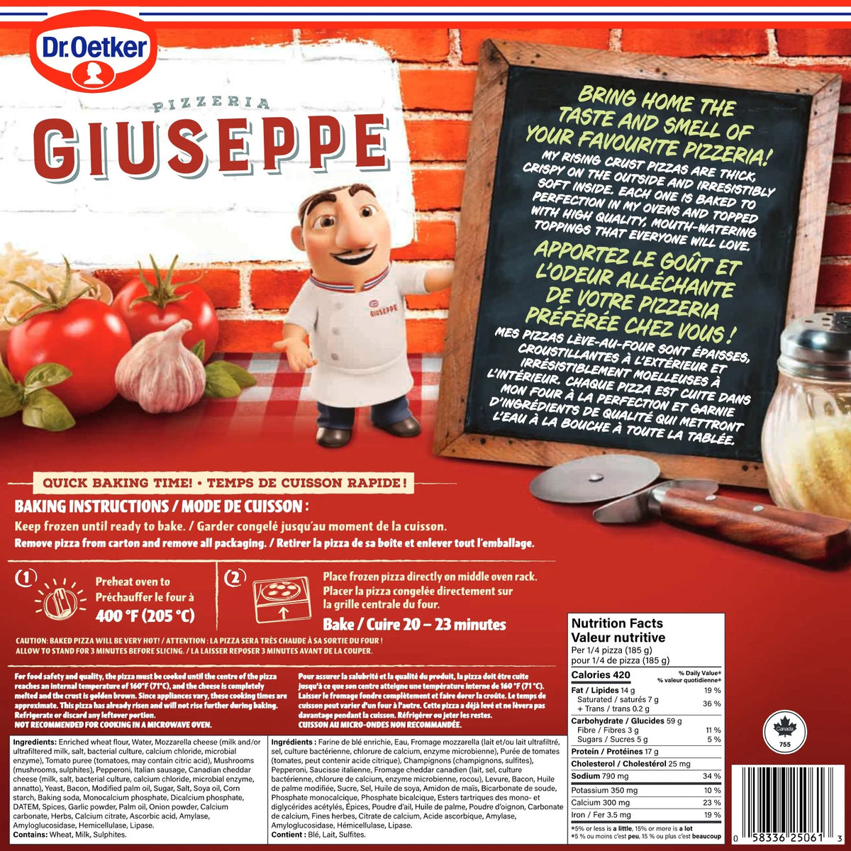 Dr. Oetker Giuseppe Pizzeria Rising Crust Canadian Pizza, 740 g