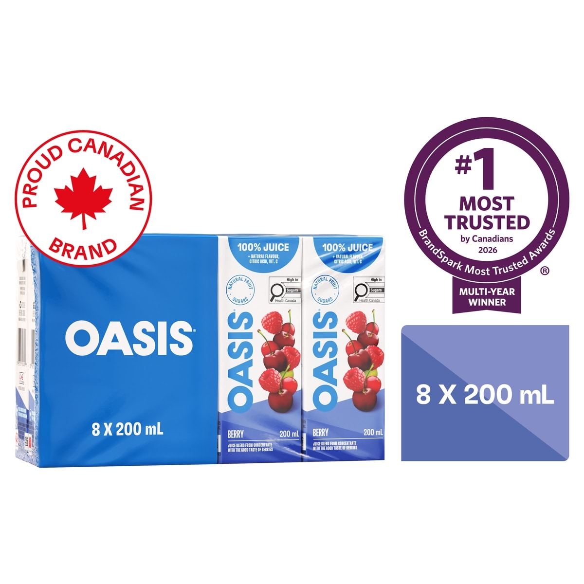 Oasis Berry Juice, 8 × 200 mL