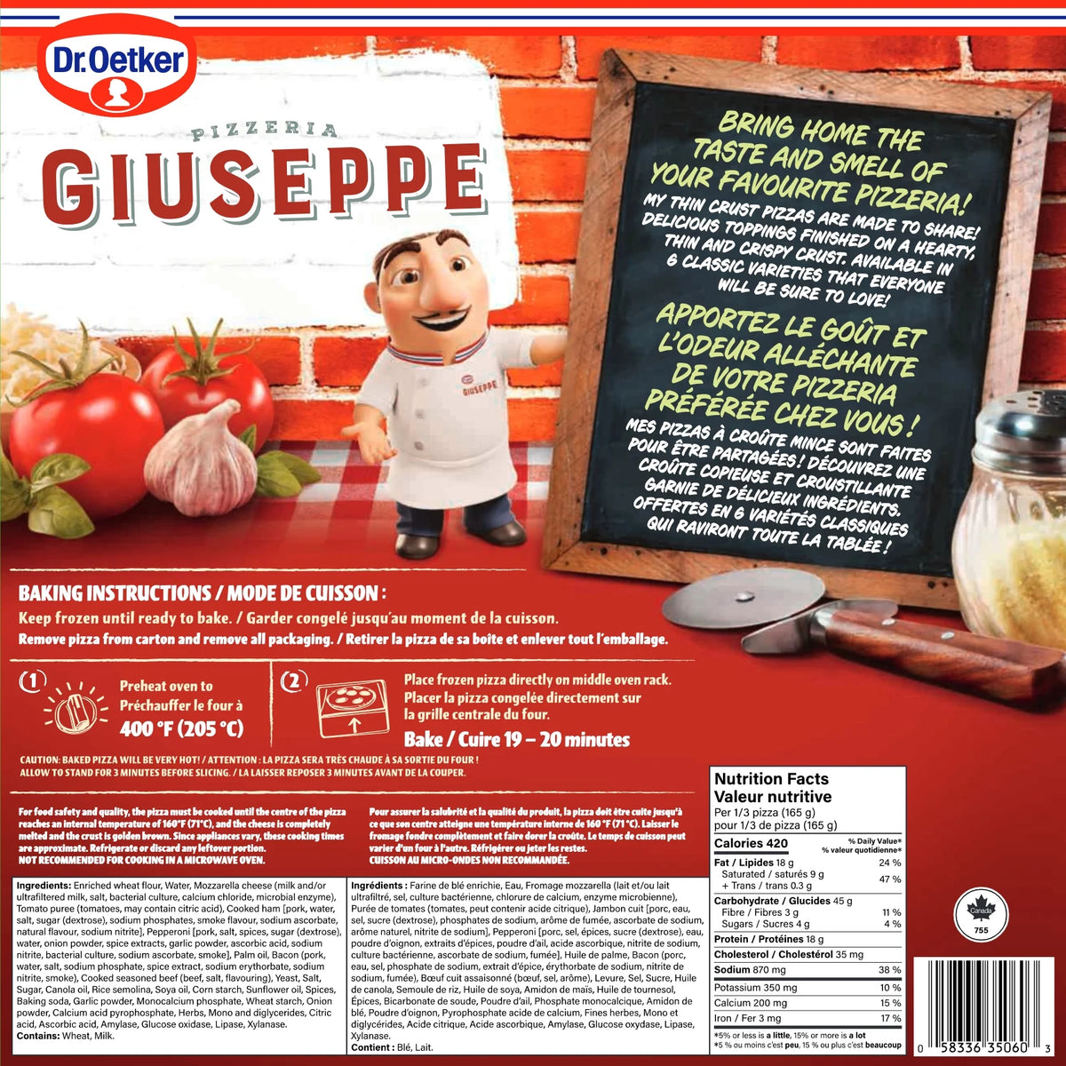 Dr. Oetker Giuseppe Pizzeria Thin Crust 4 Meat Frozen Pizza, 494 g