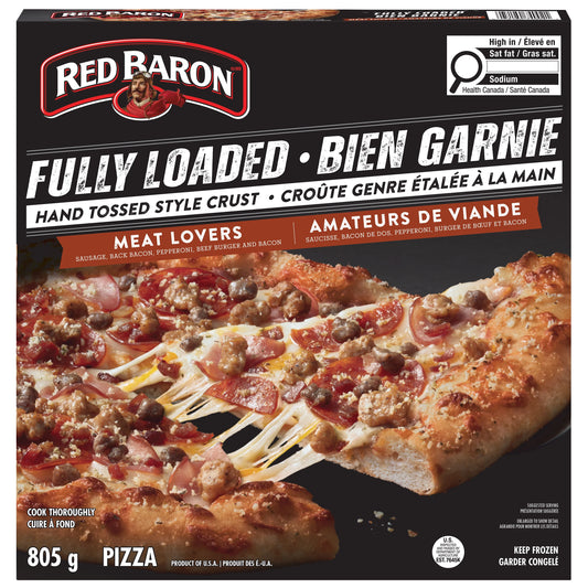 Red Baron Fully Loaded Meat Lover's Hand Tossed Crust Frozen Pizza, 805 g