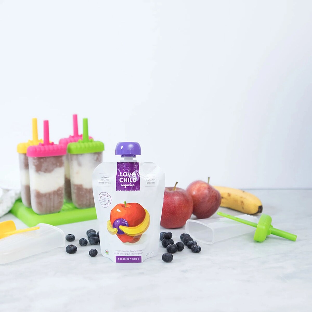 Love Child Organics Organic Apples, Bananas & Blueberries Baby Food Pouch, 128 mL