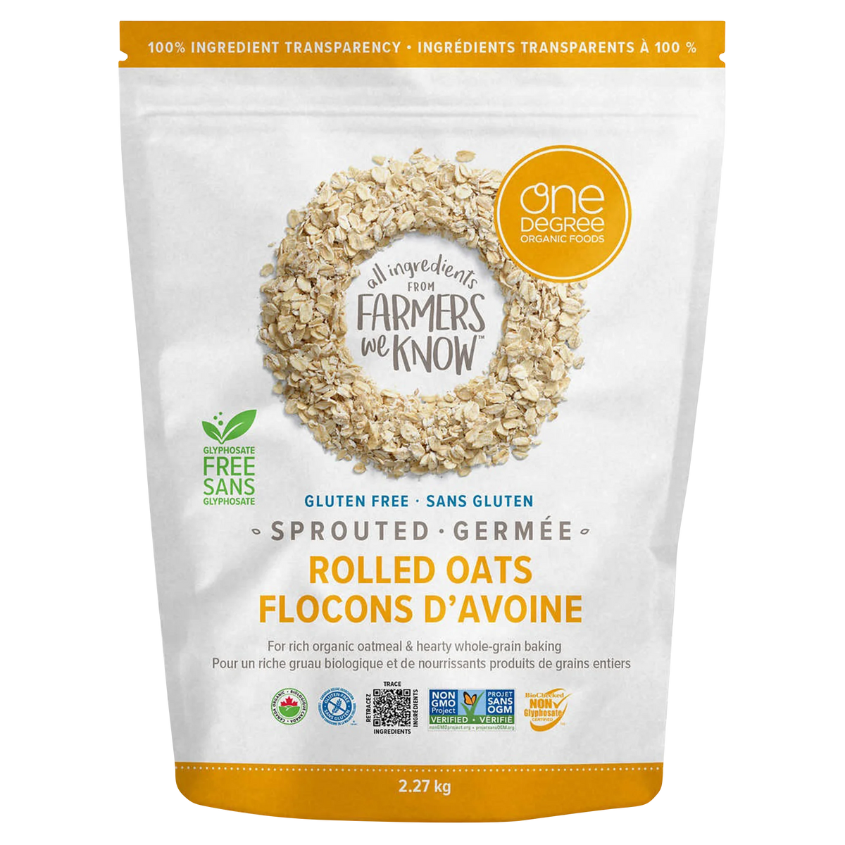 One Degree Sprouted Rolled Oats, 2.27 kg