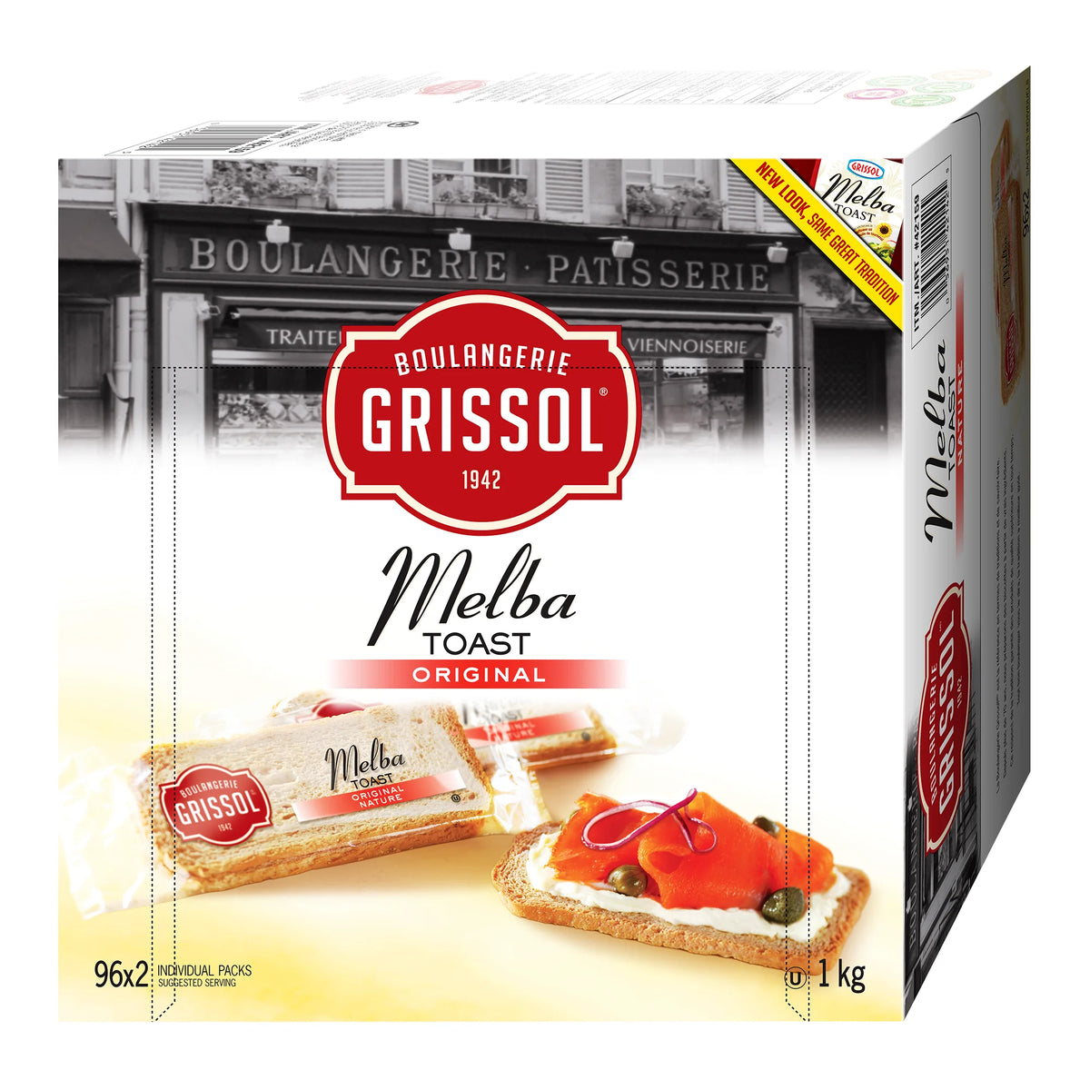 Grissol Melba Toast, 96 × 2-piece packs, 1 kg