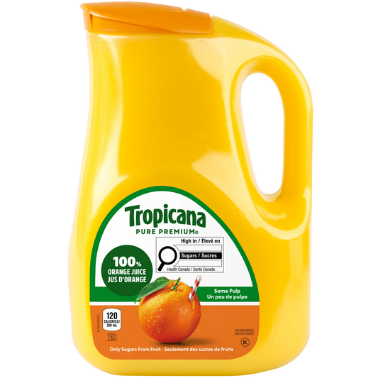 Tropicana 100% Pure Orange Juice With Some Pulp, 2.63 L