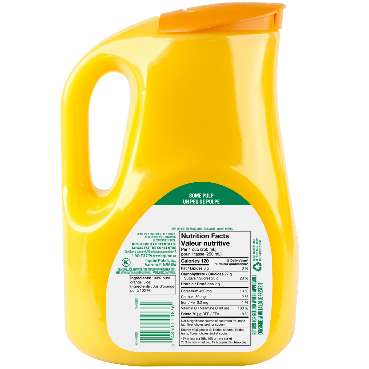 Tropicana 100% Pure Orange Juice With Some Pulp, 2.63 L