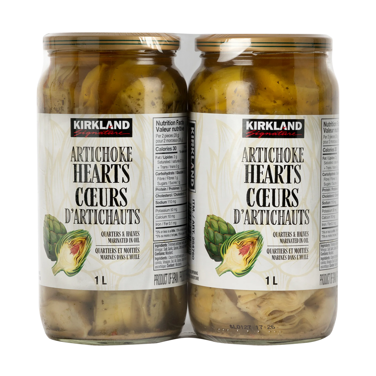 Kirkland Signature Artichoke Hearts in Oil, 2 × 1 L