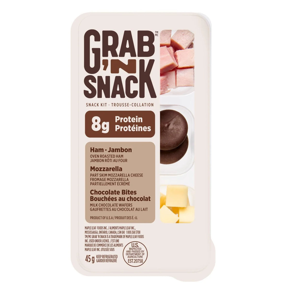 Grab 'N Snack Ham and Mozzarella Cheese Snack Kit, 45 g