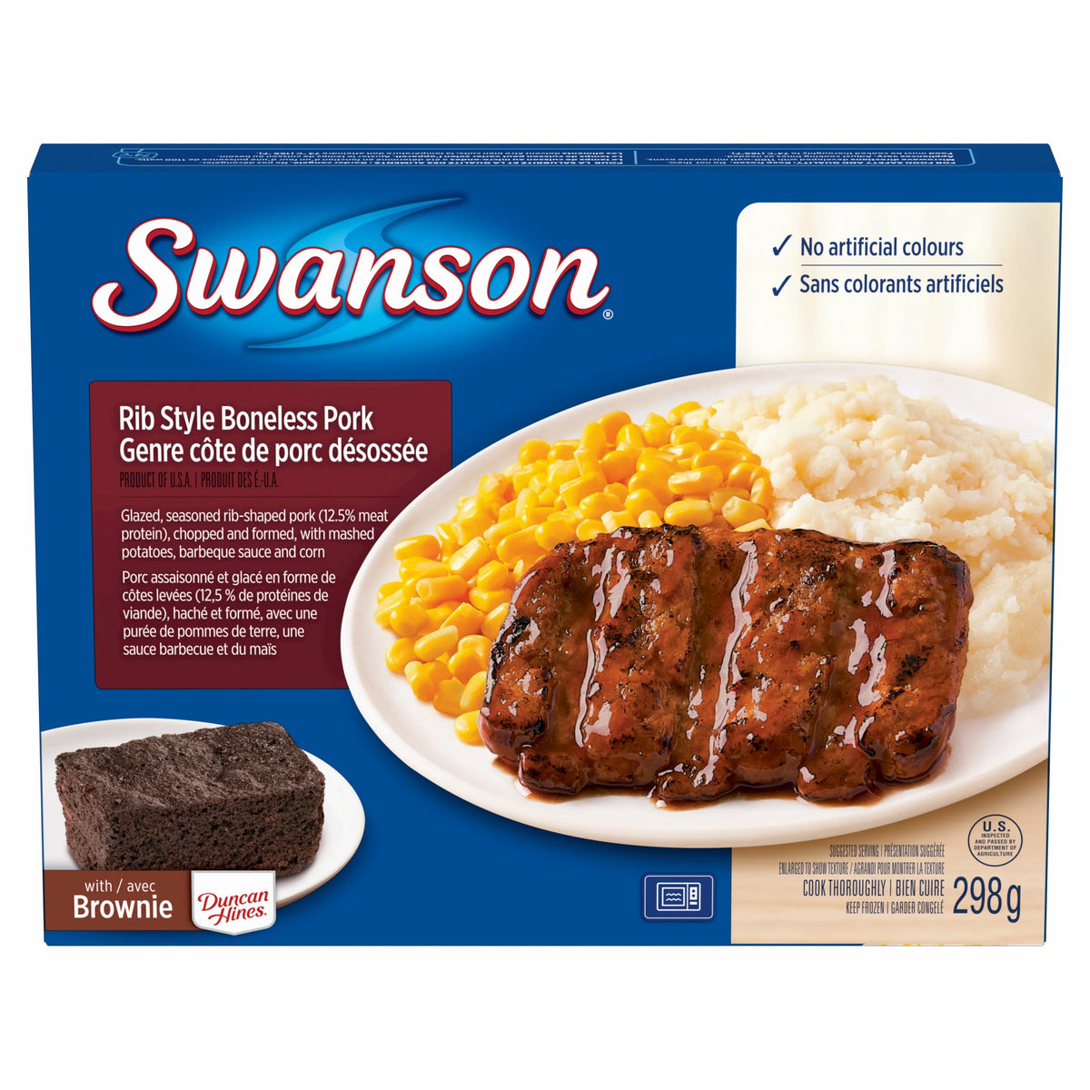 Swanson Rib Style Boneless Pork Frozen Dinner, 298 g