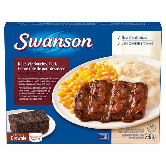 Swanson Rib Style Boneless Pork Frozen Dinner, 298 g