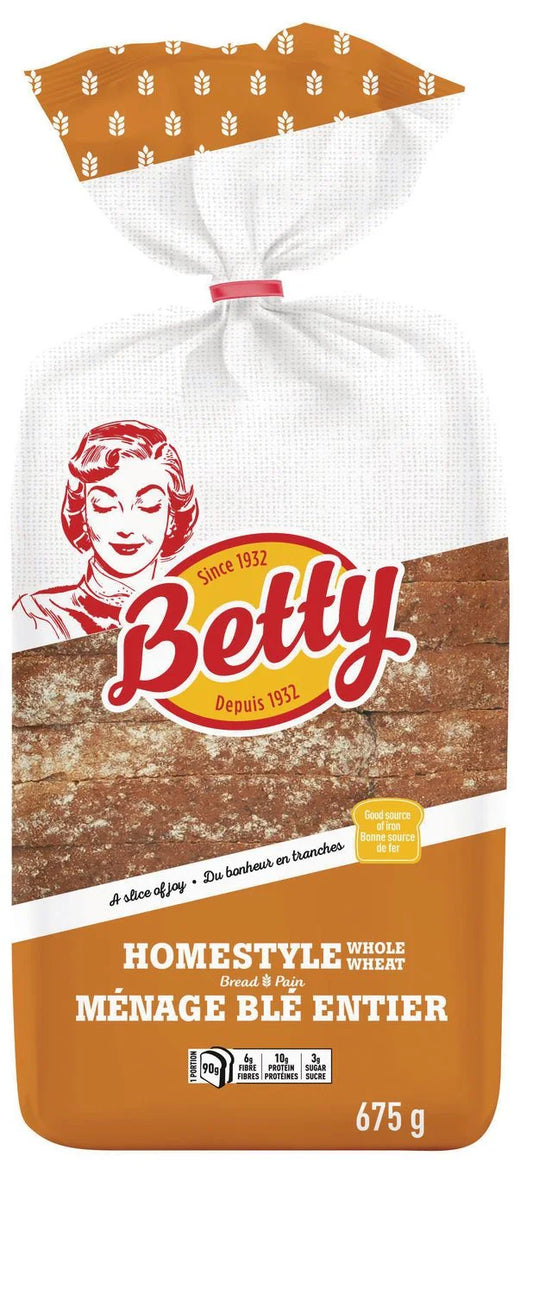 Betty Homestyle Whole Wheat Bread, 675 g