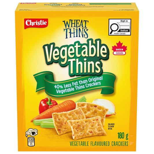 Christie Wheat Thins Vegetable Thins 40% Less Fat Crackers, 180 g