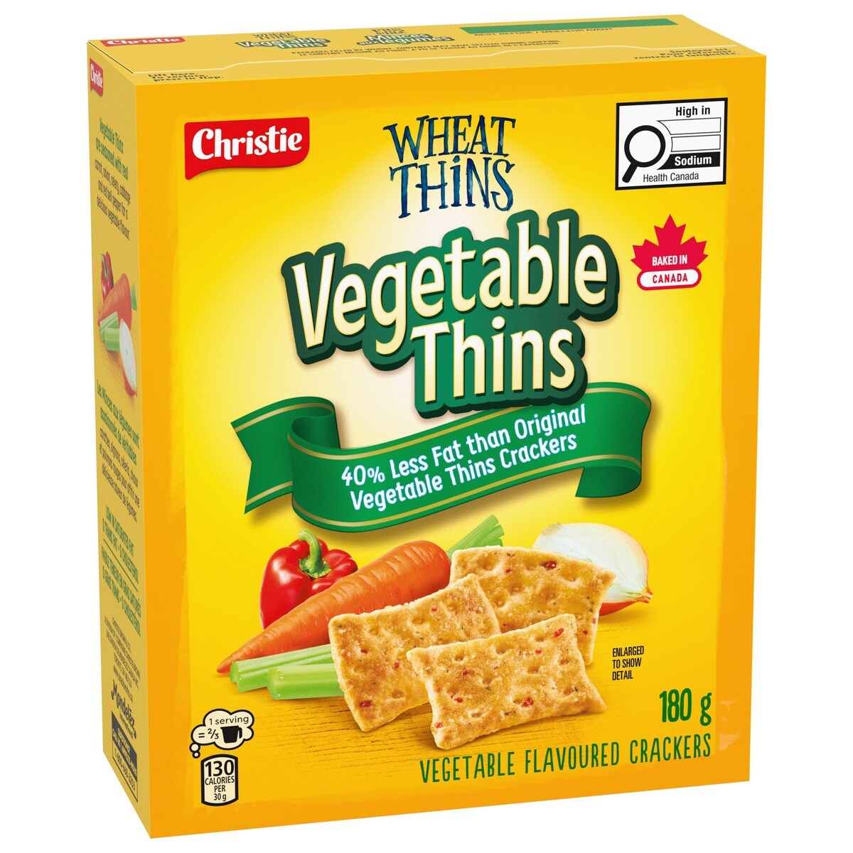 Christie Wheat Thins Vegetable Thins 40% Less Fat Crackers, 180 g