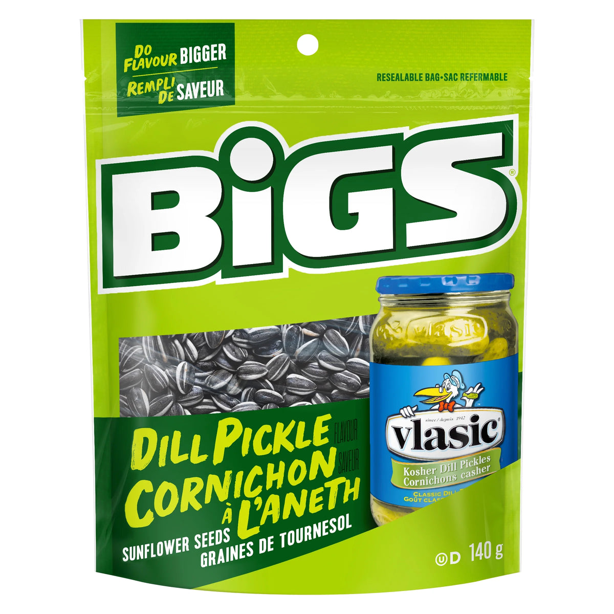 BIGS Vlasic Dill Pickle Flavour Sunflower Seeds, 140 g