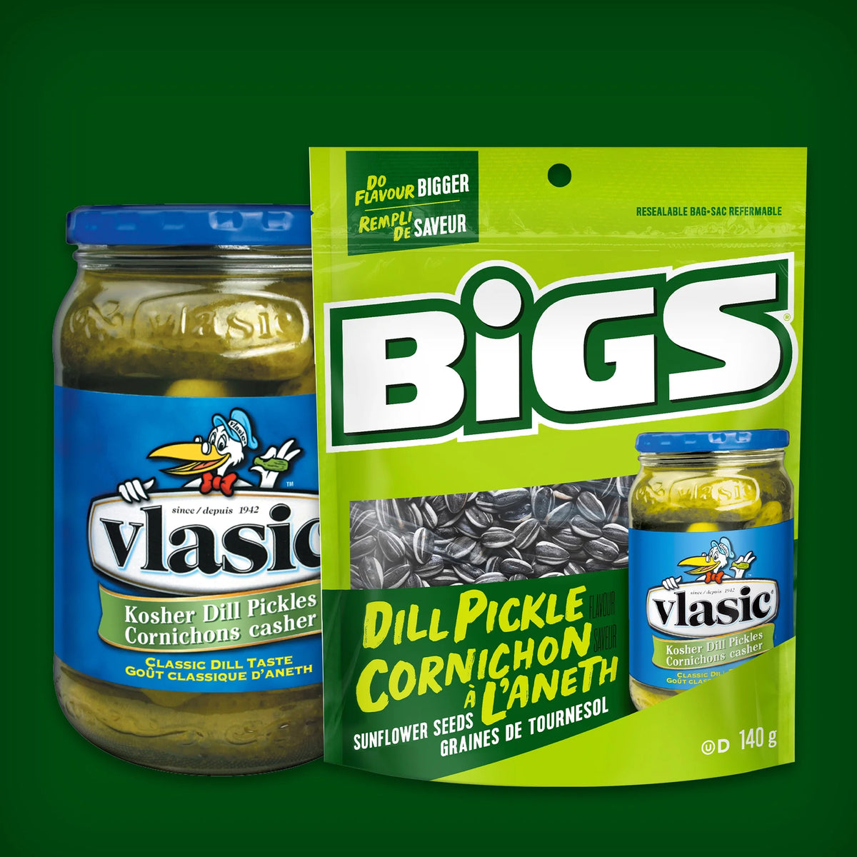 BIGS Vlasic Dill Pickle Flavour Sunflower Seeds, 140 g
