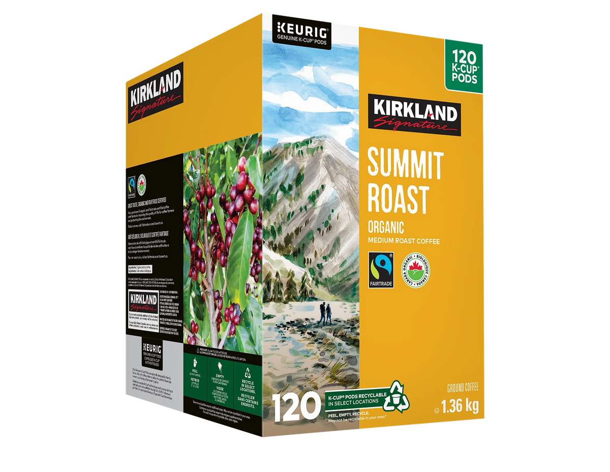 Kirkland Signature Organic Summit Fair Trade Coffee K-Cup Pods, 120 count