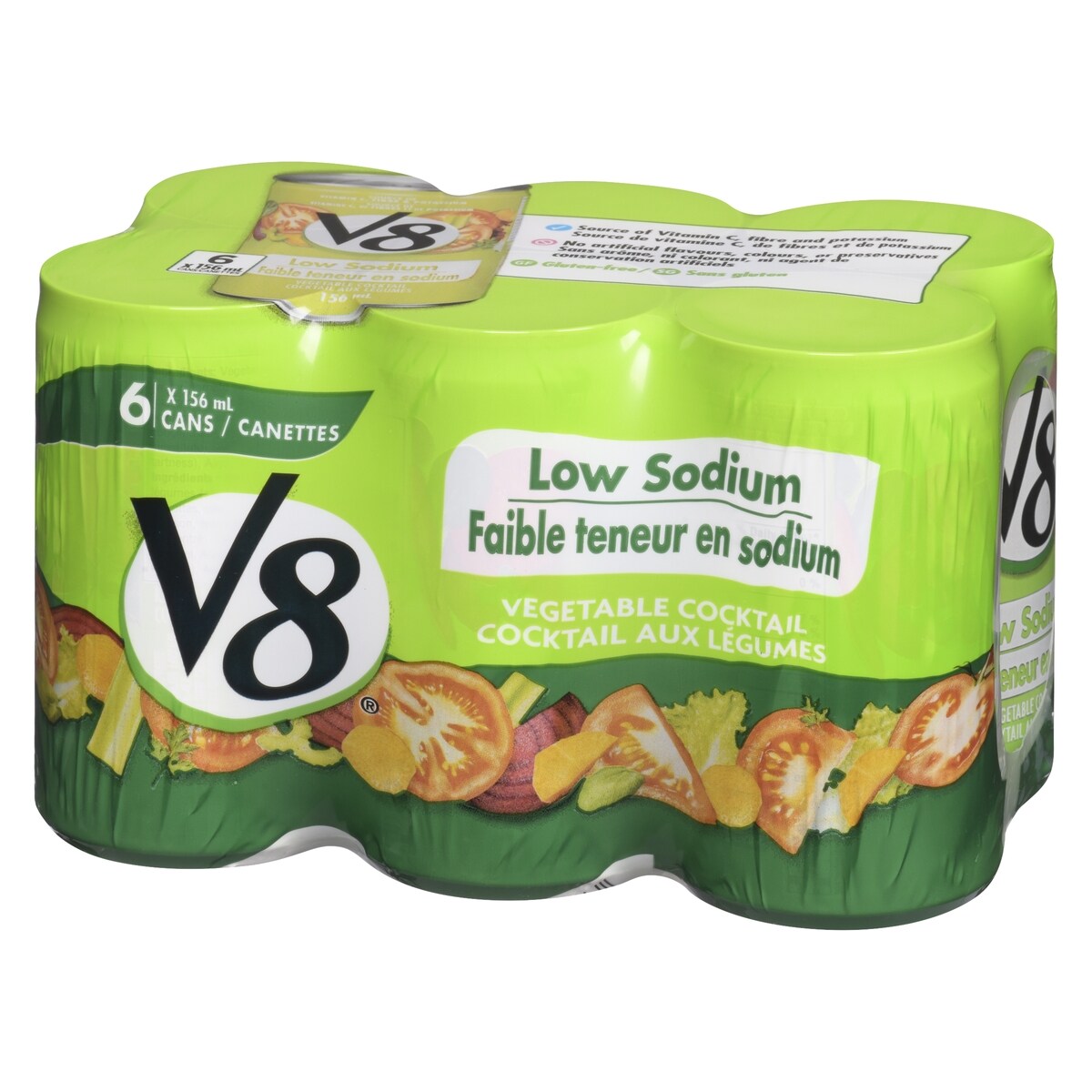 V8 Low Sodium Vegetable Cocktail, 6 × 156 mL
