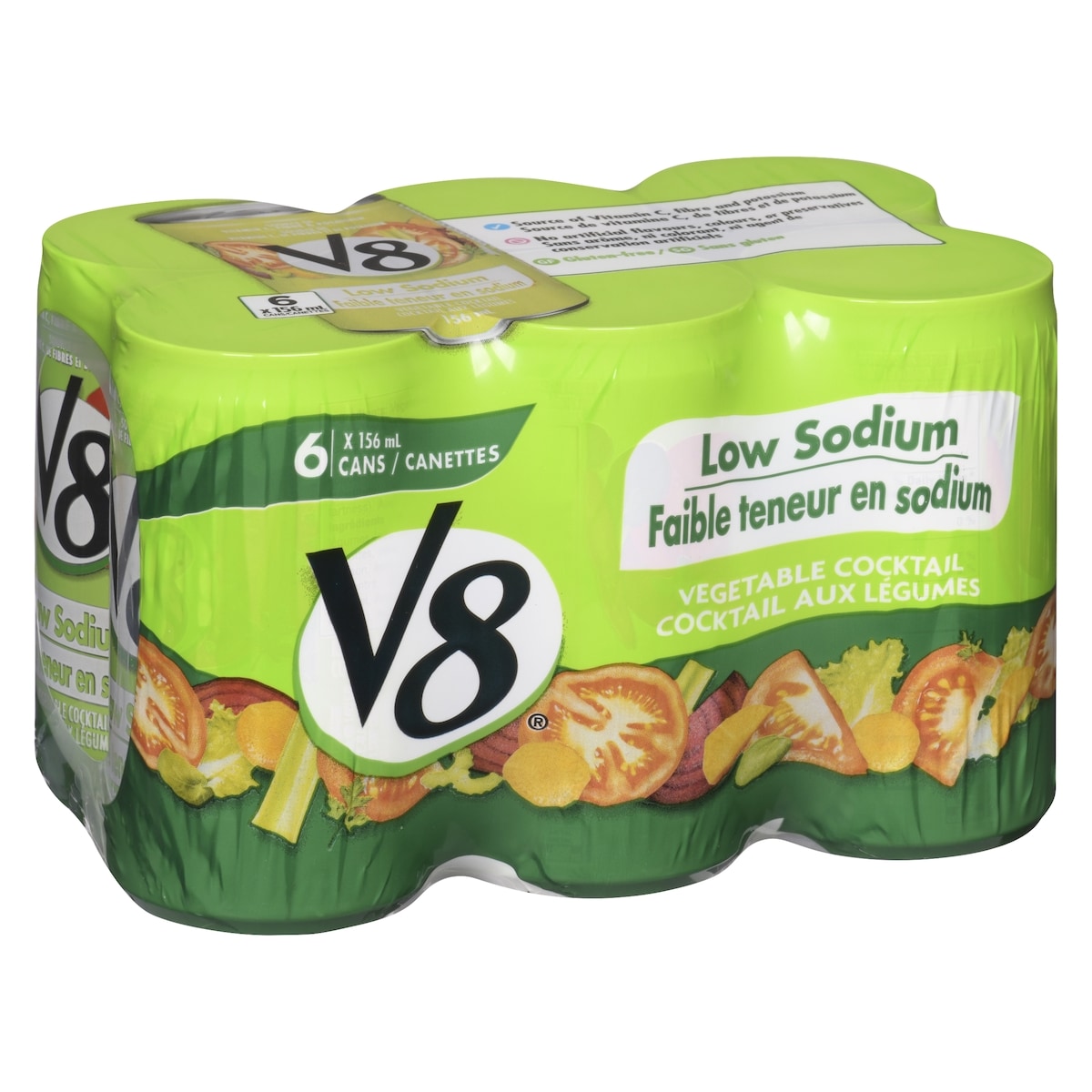 V8 Low Sodium Vegetable Cocktail, 6 × 156 mL