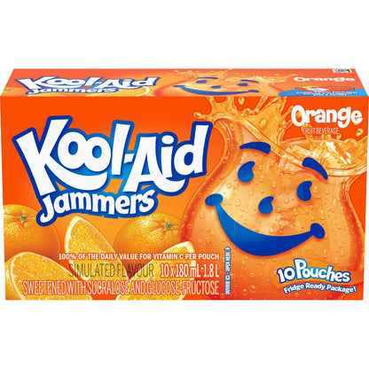 Kool-Aid Jammers Orange Drink Pouches, 10 × 180 mL