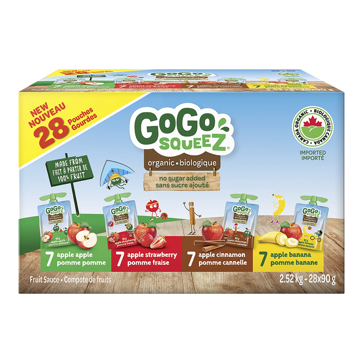 GoGo squeeZ Organic Fruit Sauce Variety Pack, 28 × 90 g