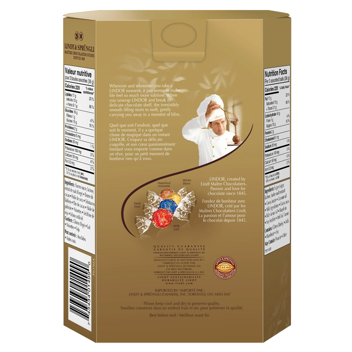 Lindt LINDOR Assorted Chocolate Truffles Cornet Box, 408 g