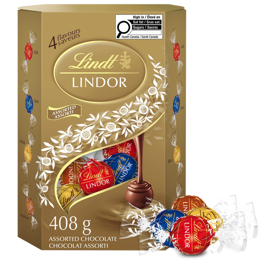 Lindt LINDOR Assorted Chocolate Truffles Cornet Box, 408 g