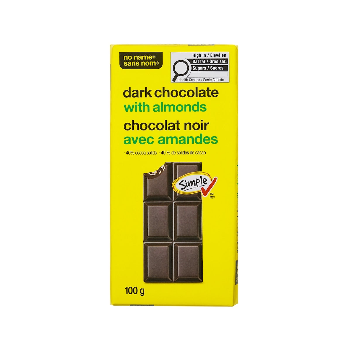 No Name Dark Chocolate with Almonds Bar, 100 g