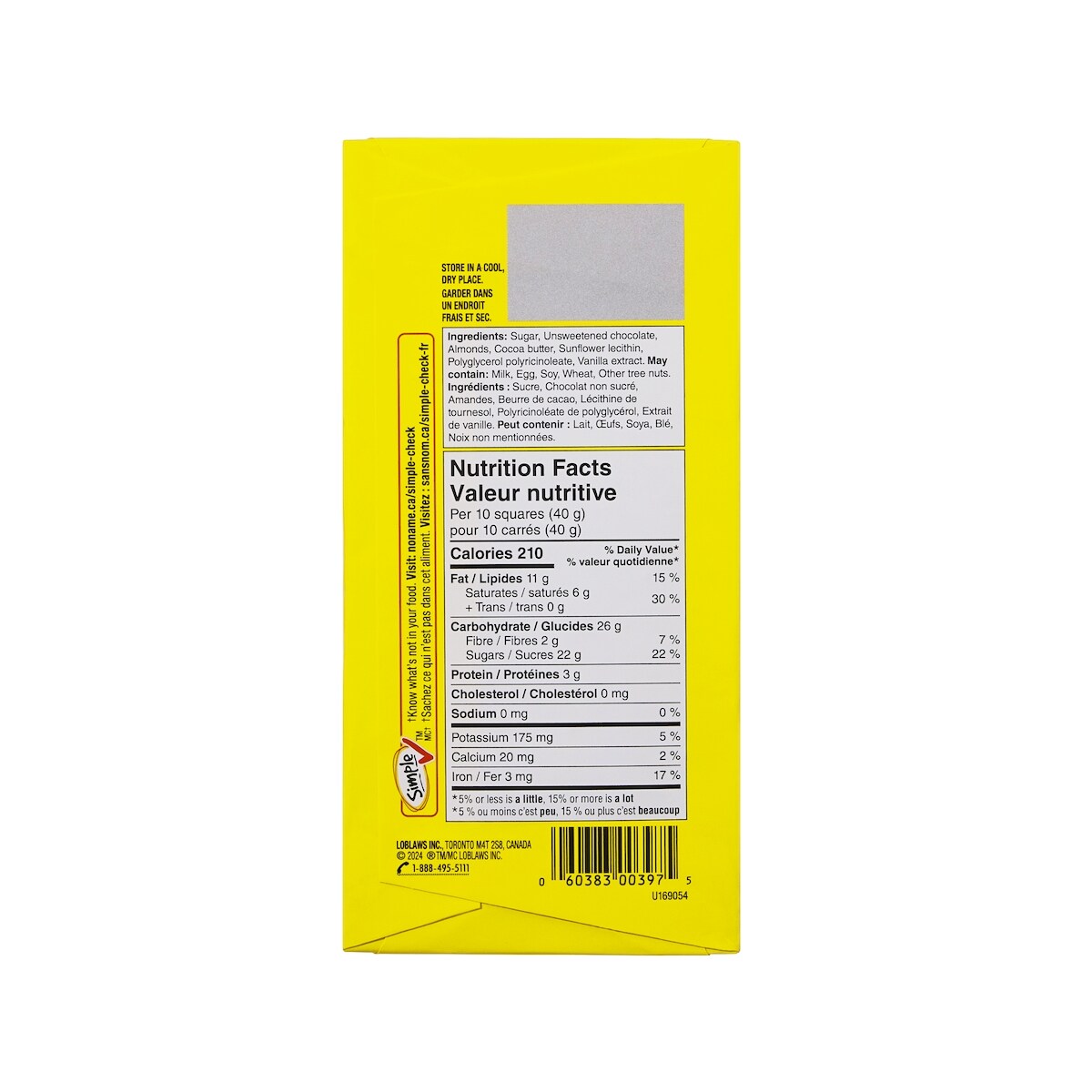 No Name Dark Chocolate with Almonds Bar, 100 g