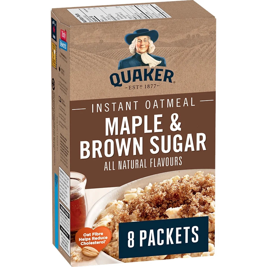 Quaker Maple & Brown Sugar Flavour Instant Oatmeal, 8 Pack, 344 g