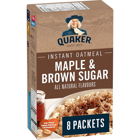 Quaker Maple & Brown Sugar Flavour Instant Oatmeal, 8 Pack, 344 g